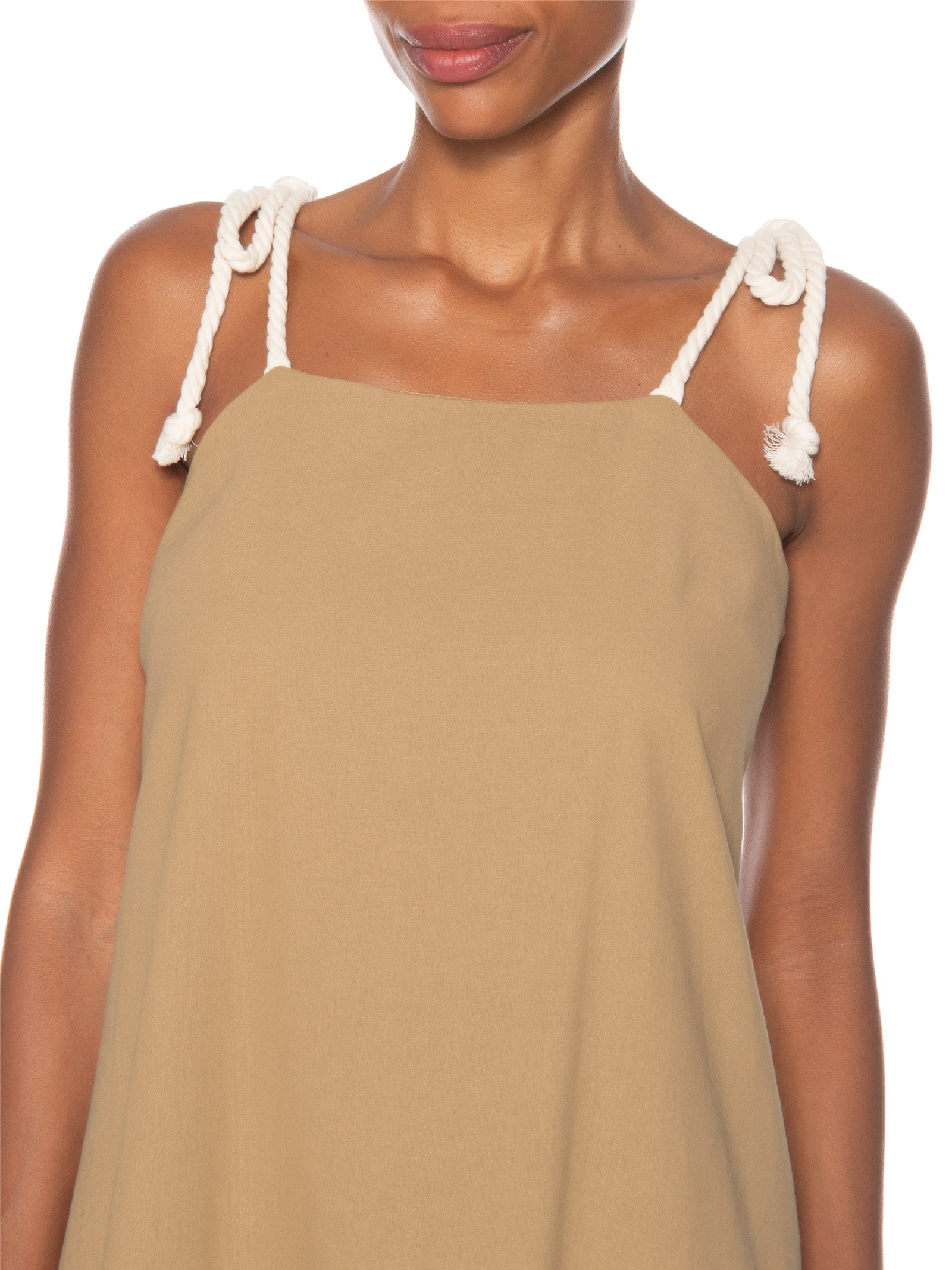 Vestido Midi Bordado Marrom Basiq