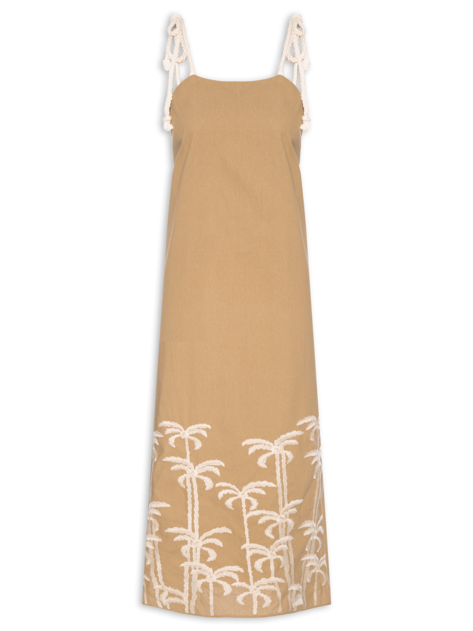 Vestido Midi Bordado Marrom Basiq