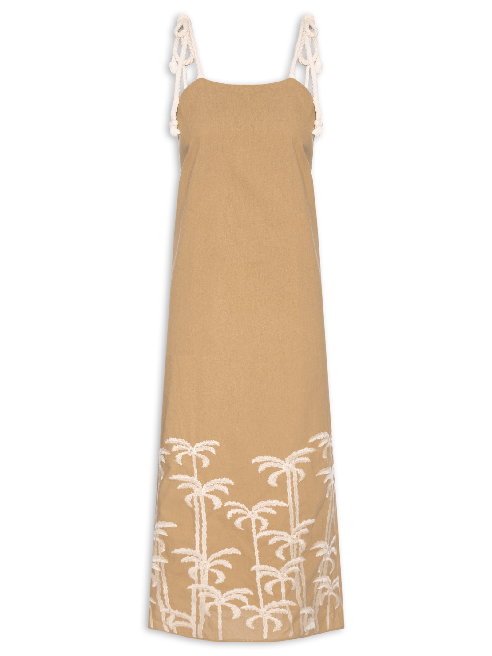 Vestido Midi Bordado Marrom Basiq