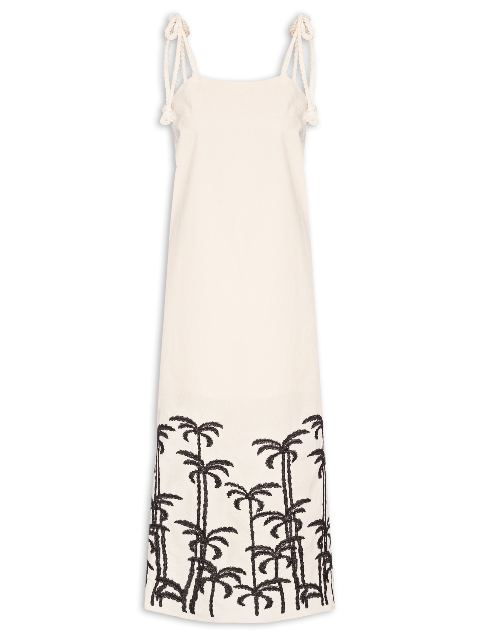 Vestido Midi Bordado Off White Basiq