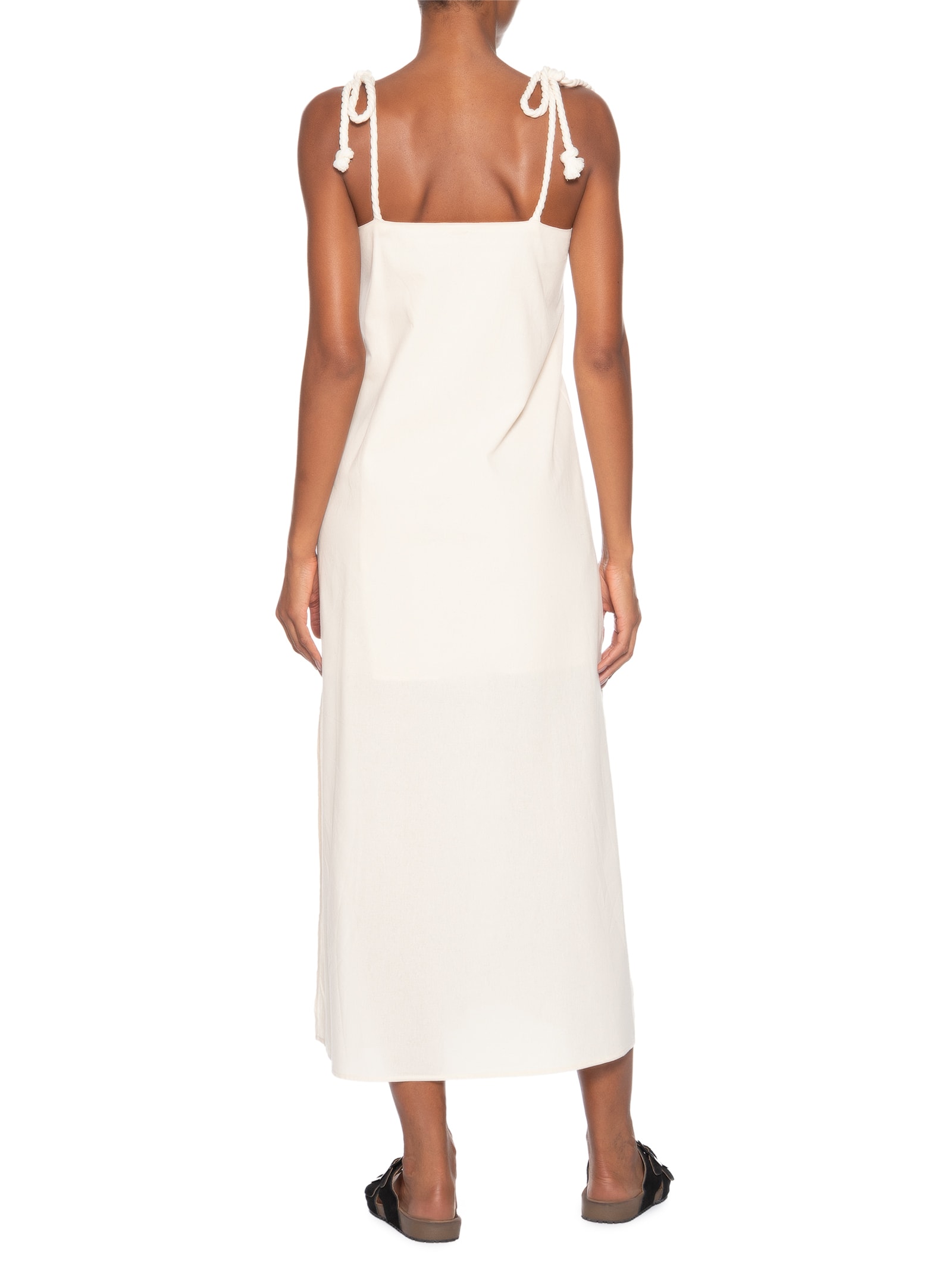 Vestido Midi Bordado Off White Basiq