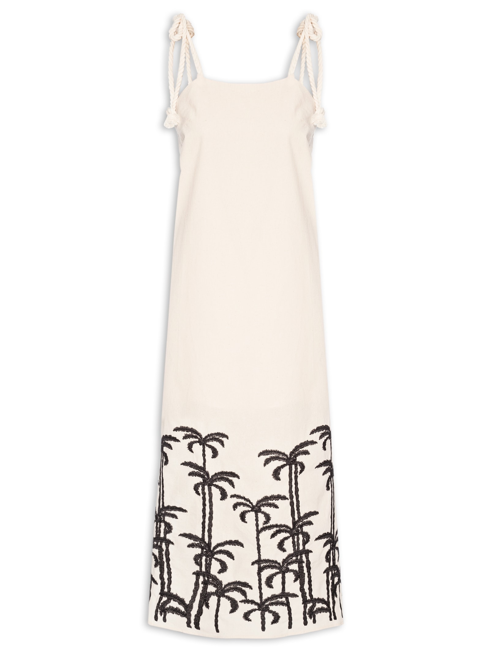 Vestido Midi Bordado Off White Basiq