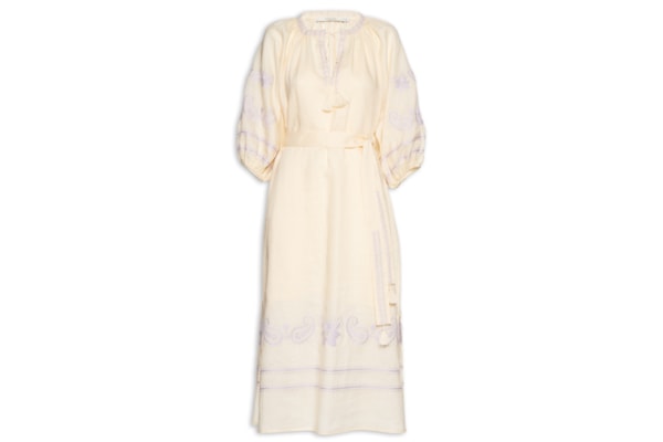 Vestido Midi Bordado Paisley - Amarelo