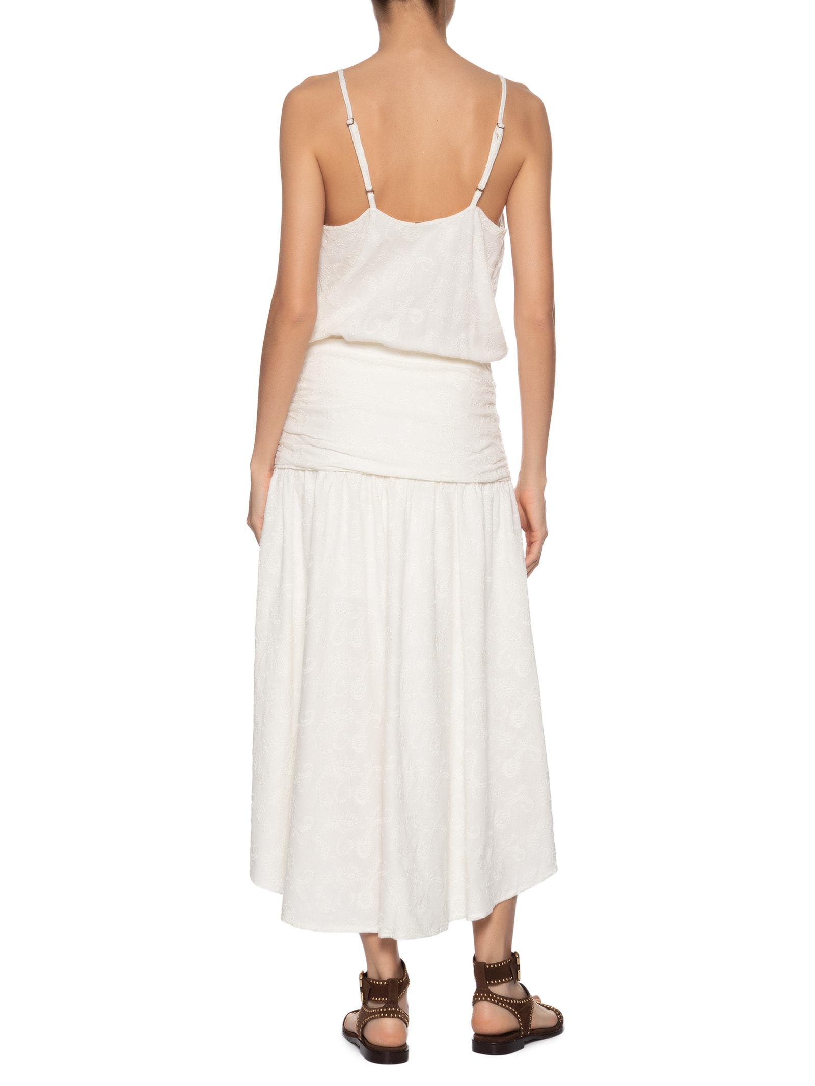 Vestido Midi Bordado Paisley Branco Maria Filó