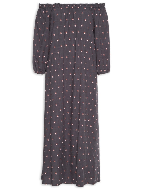 Vestido Midi Bordado Polen – Azul