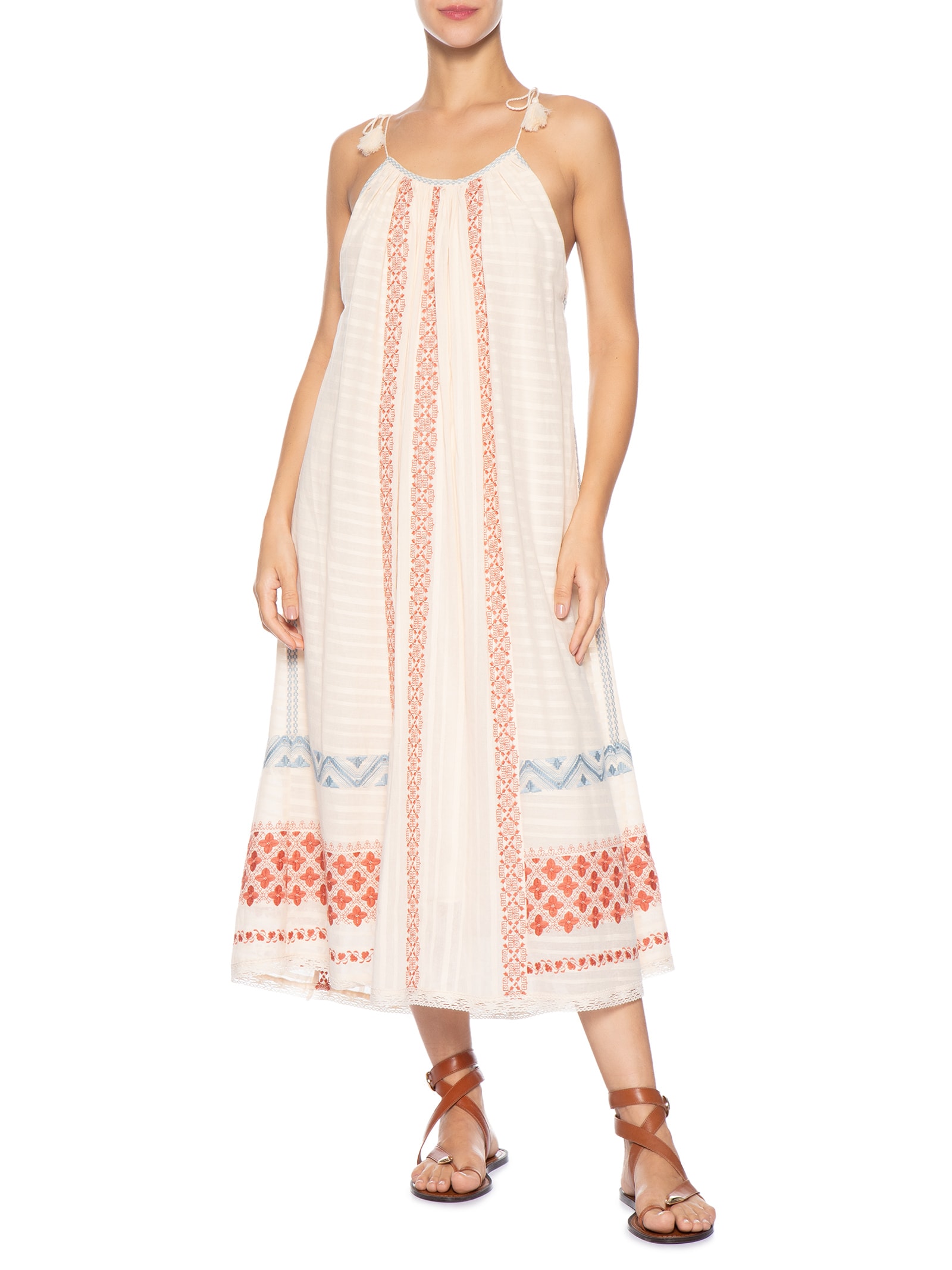 Vestido Midi Bordado Ulla Amarelo Maria Filó