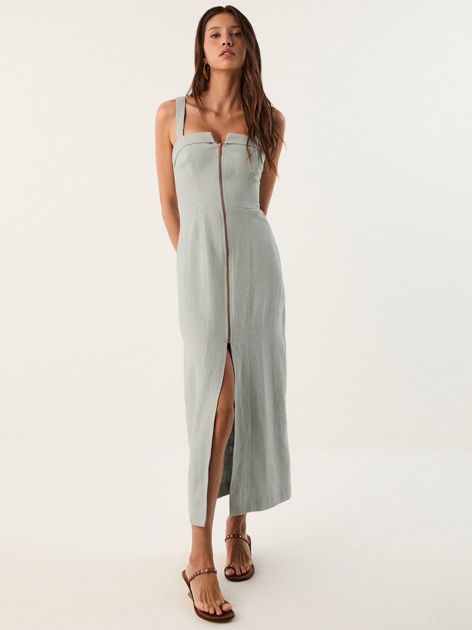 Vestido Midi Bruna Cinza Vix