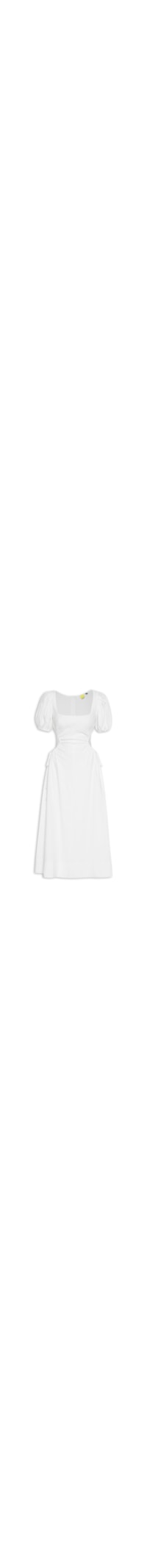 Vestido Midi Bufante Franzido Lateral - Branco