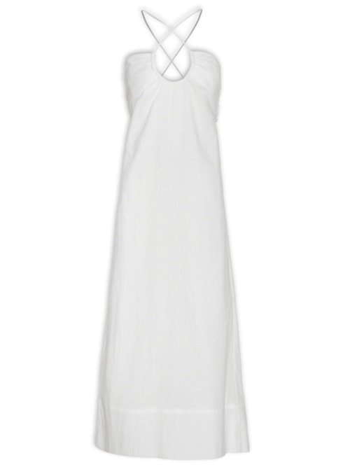 Vestido Midi Busto Franzido – Branco