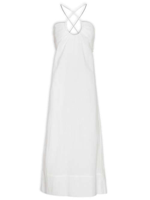 Vestido Midi Busto Franzido - Branco