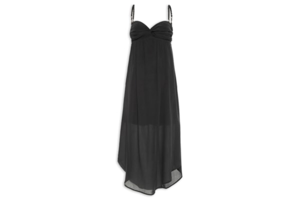 Vestido Midi Busto Franzido - Preto