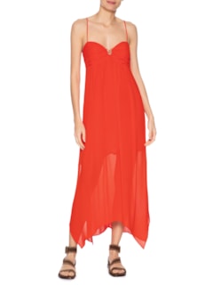 Vestido Midi Busto Franzido - Vermelho by MARIA FILÓ
