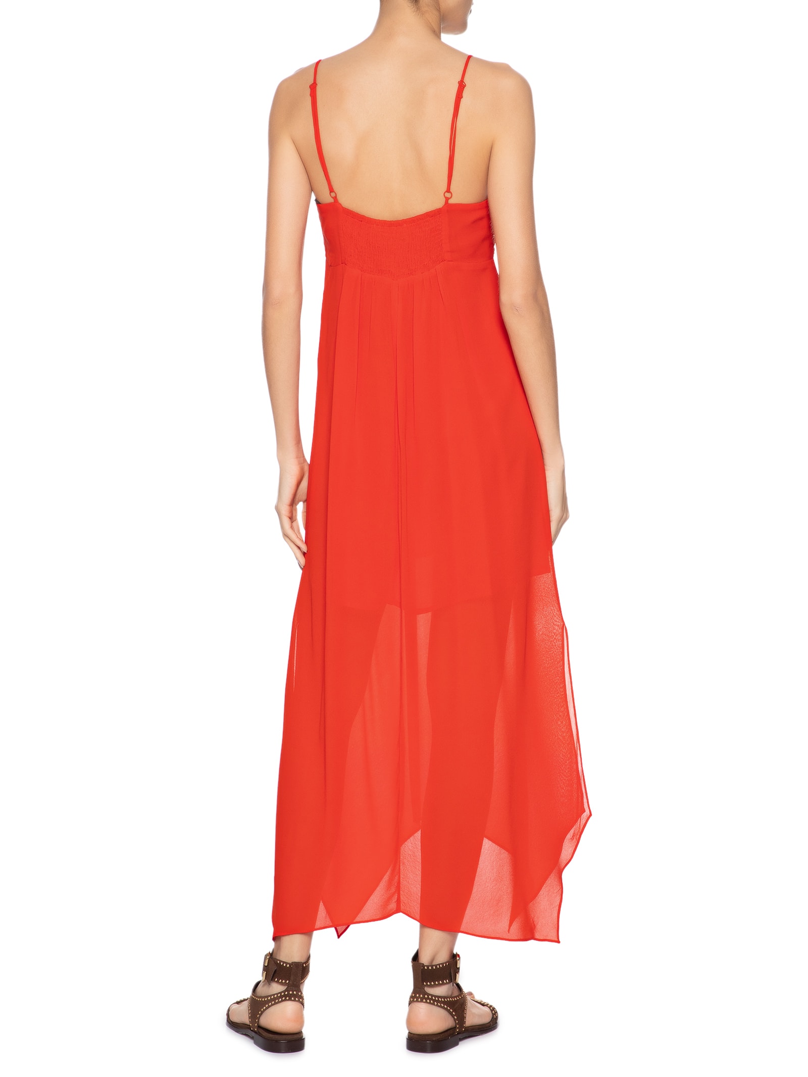 Vestido Midi Busto Franzido Vermelho Maria Filó
