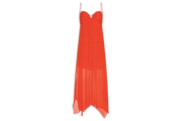 Vestido Midi Busto Franzido - Vermelho