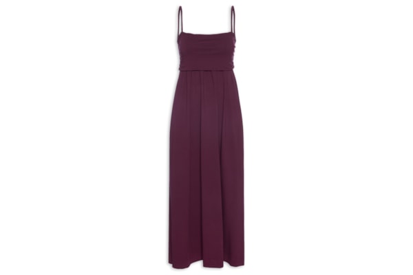 Vestido Midi Busto Franzido - Vermelho