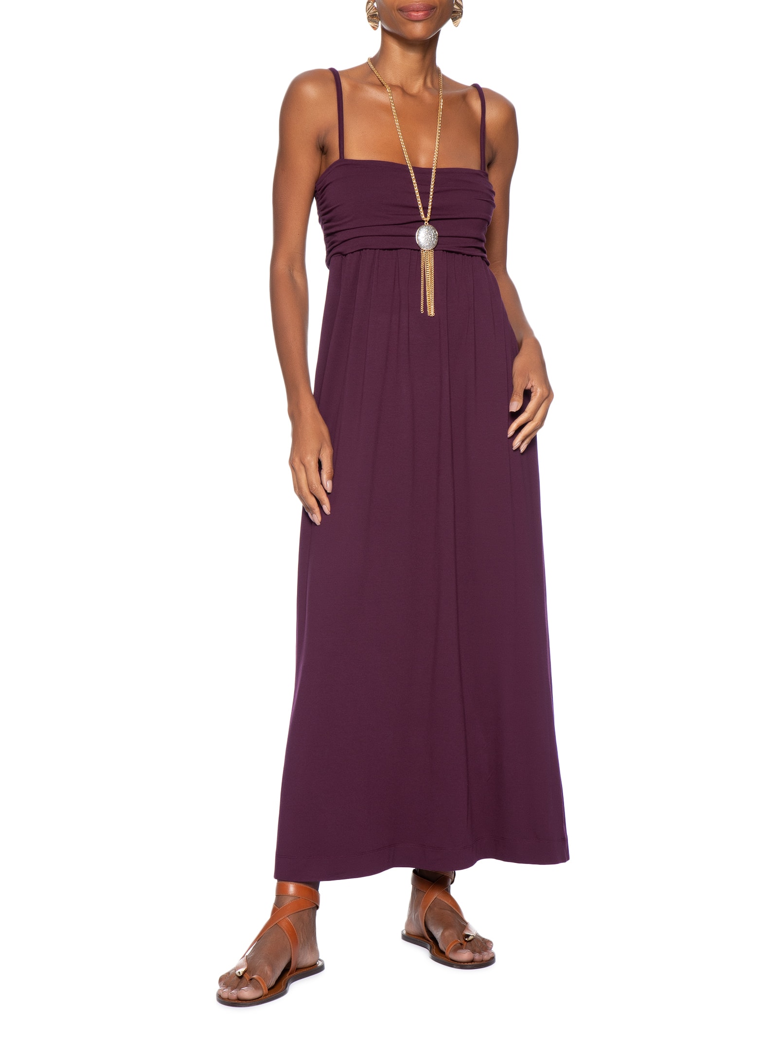 Vestido Midi Busto Franzido Vermelho Animale