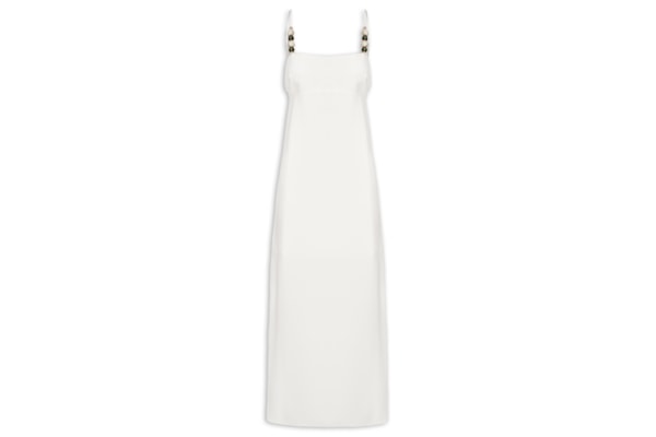 Vestido Midi Busto Pregas - Off White 