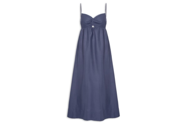 Vestido Midi Busto Torção - Azul
