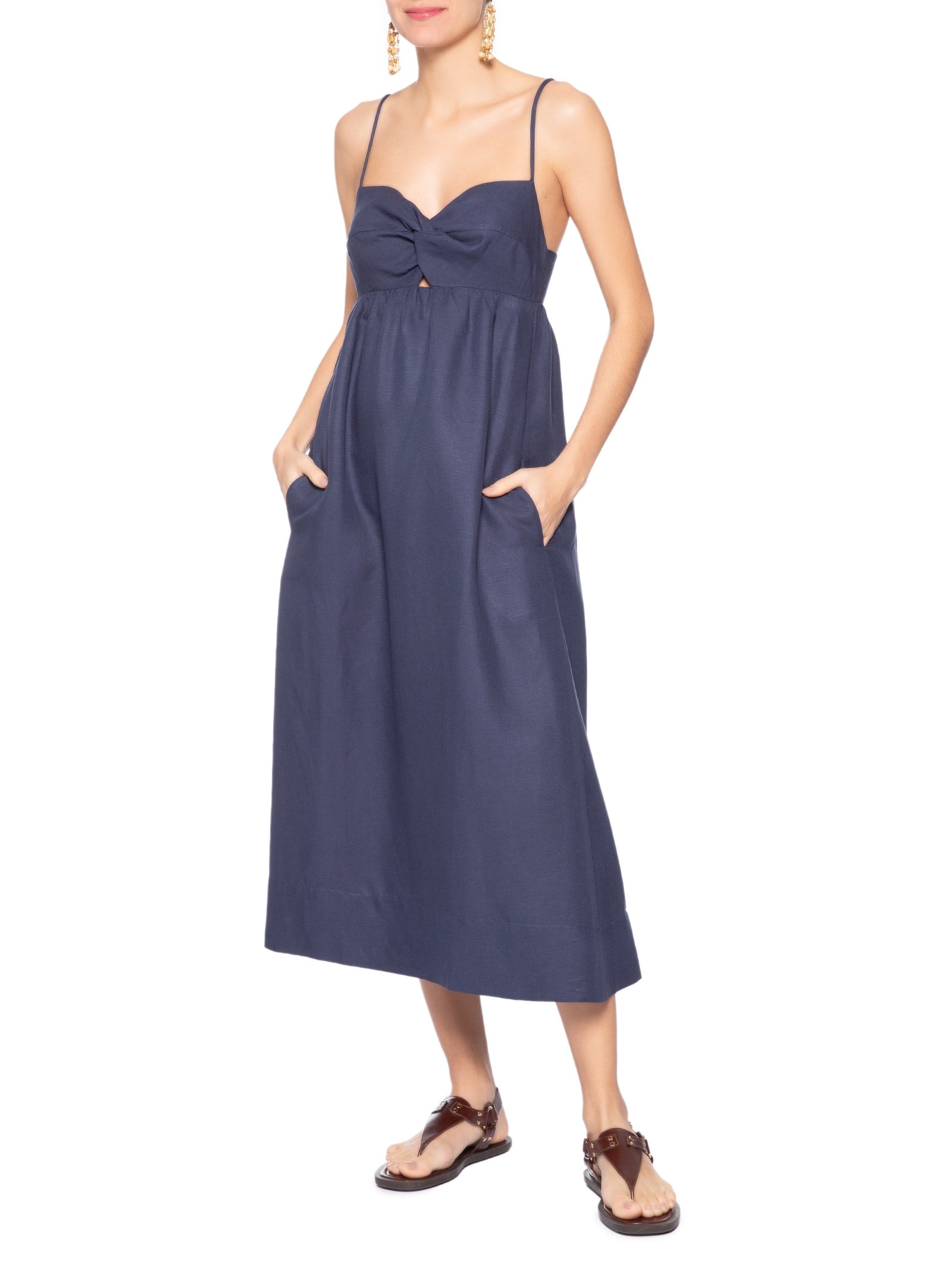 Vestido Midi Busto Torção Azul Animale