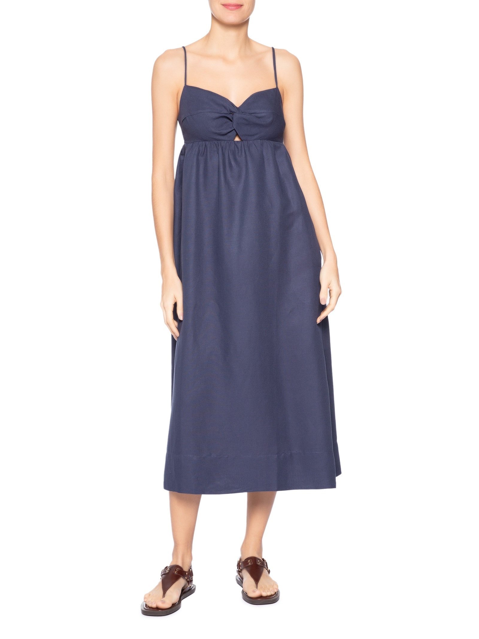 Vestido Midi Busto Torção Azul Animale
