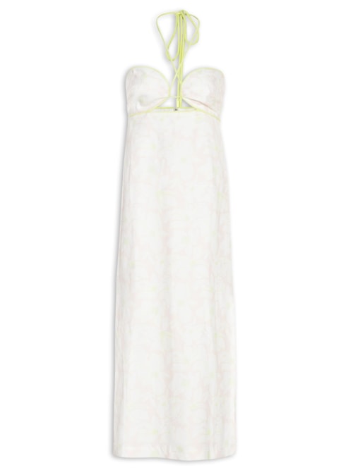 Vestido Midi Busto Vivado Floral Giz - Off White