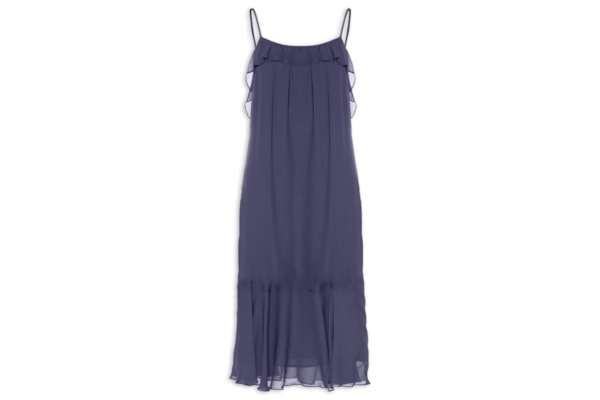 Vestido Midi Camada Decote U - Azul
