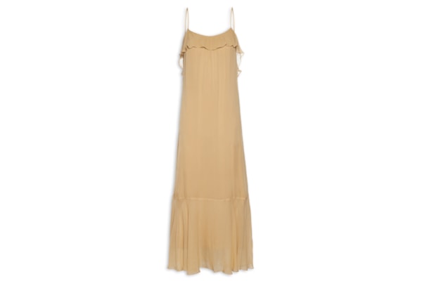 Vestido Midi Camada Decote U - Marrom