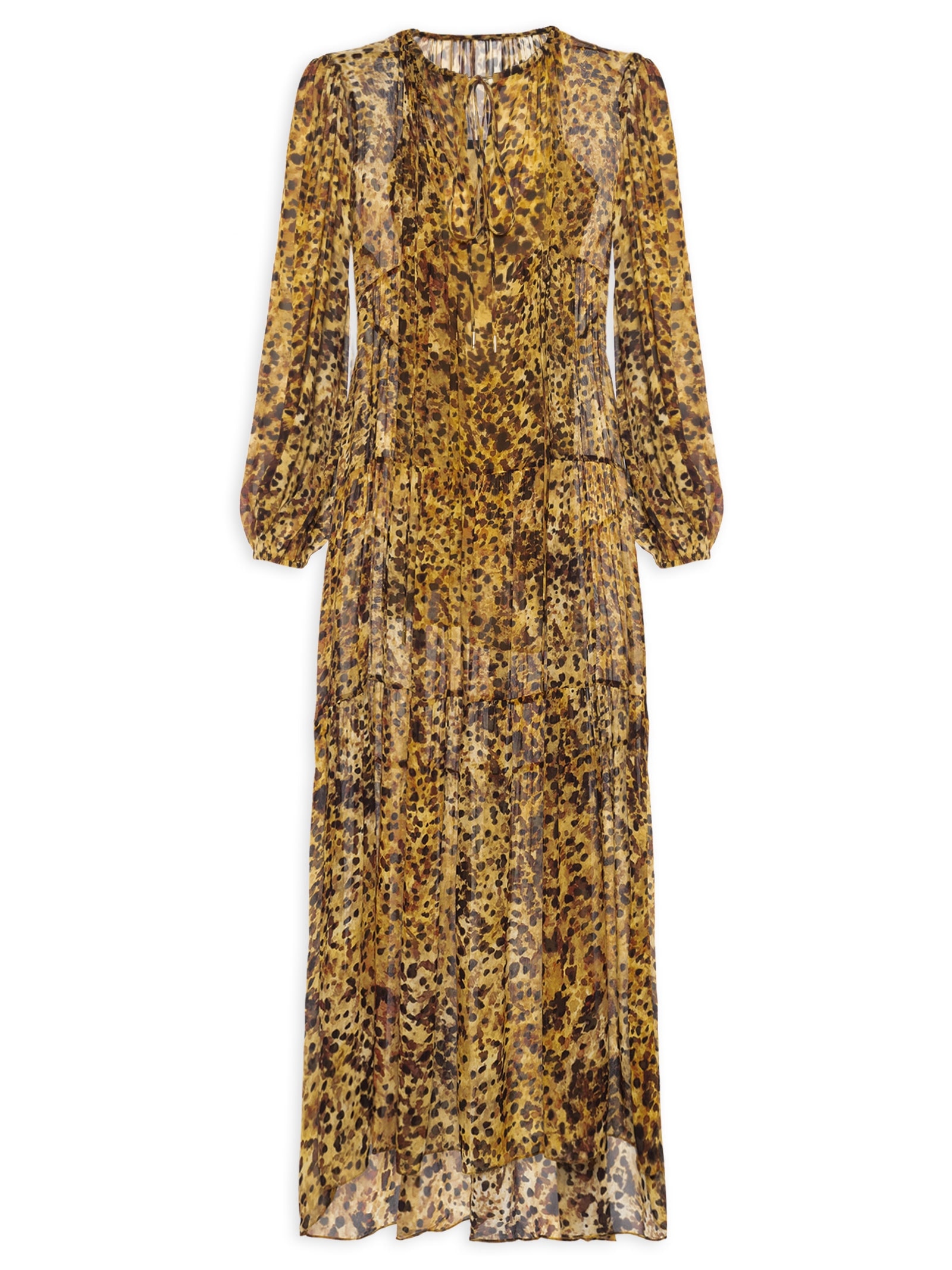 Vestido Midi Camada Pintada Marrom Animale