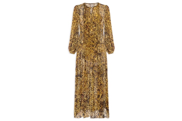 Vestido Midi Camada Pintada - Marrom
