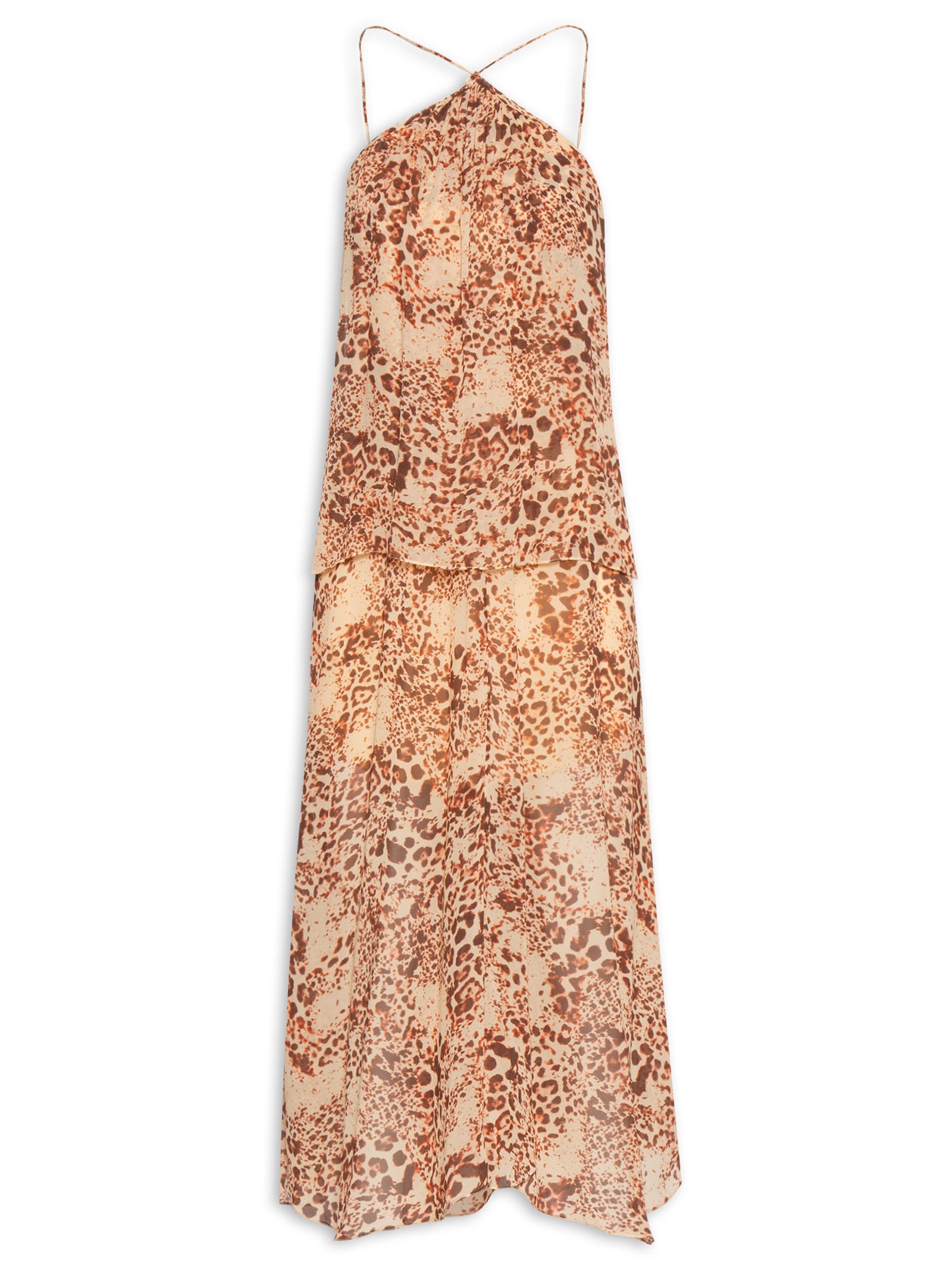 Vestido Midi Camadas Onça Parda Animal Print Animale