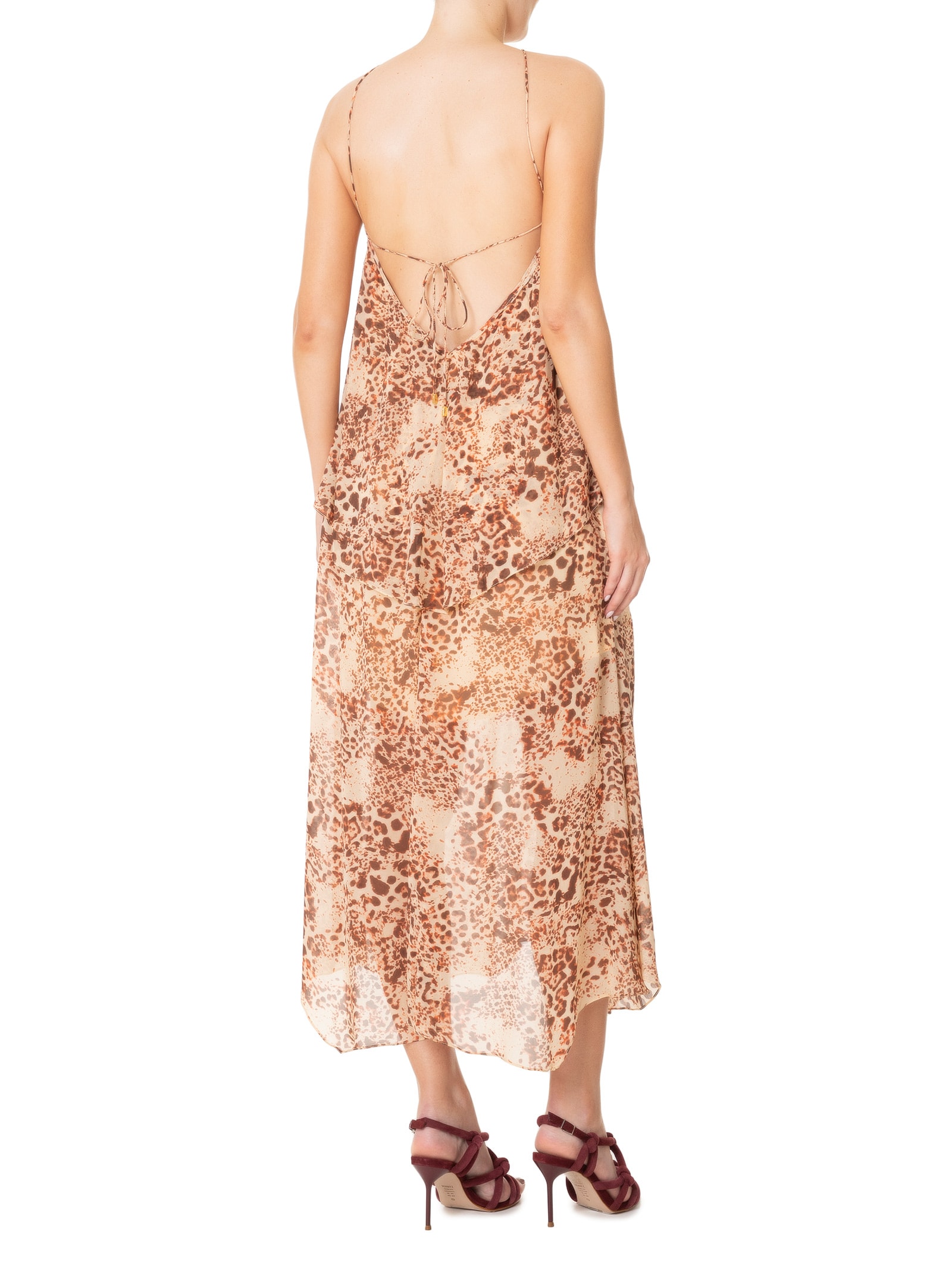 Vestido Midi Camadas Onça Parda Animal Print Animale