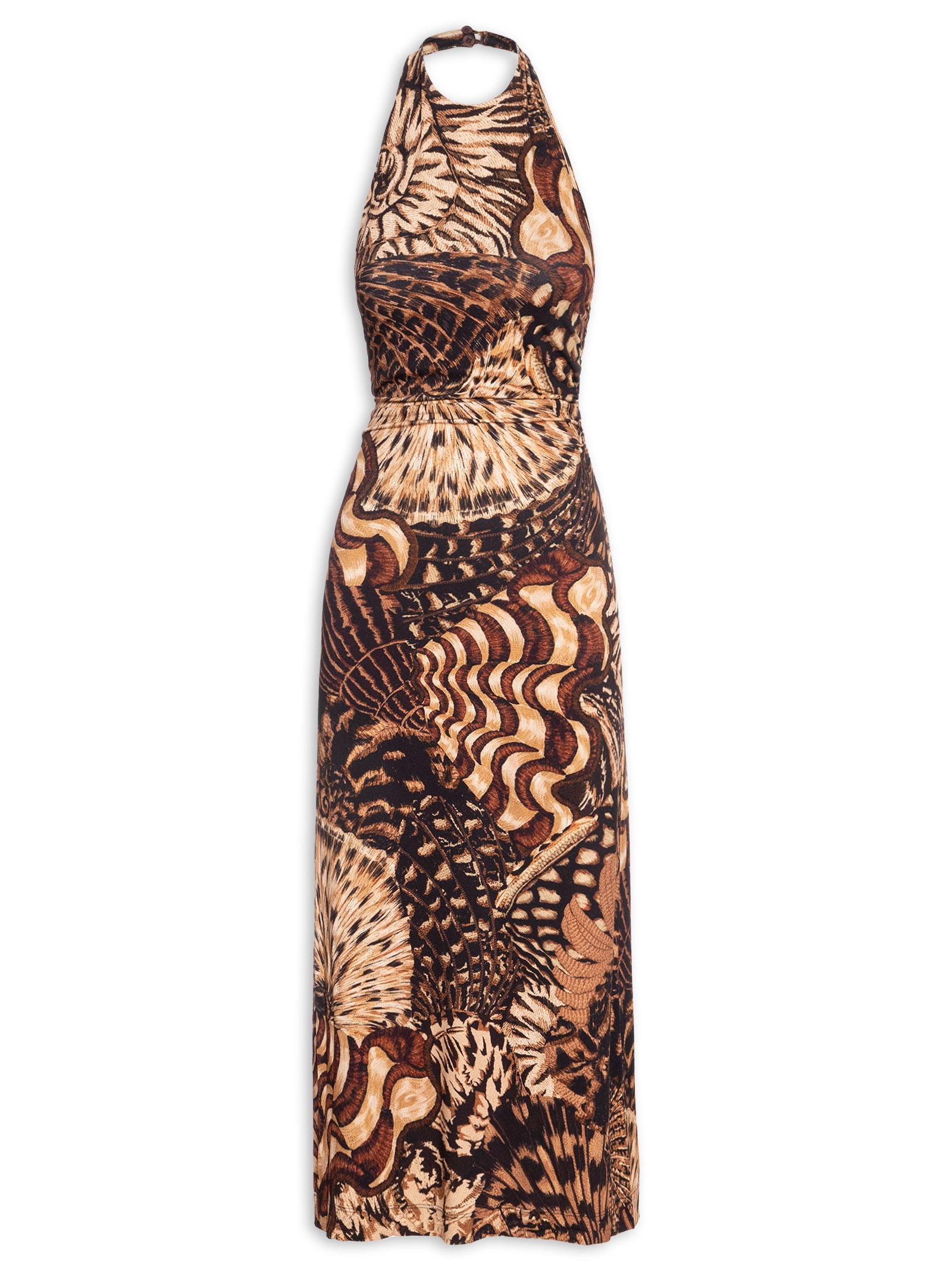 Vestido Midi Camu Marrom Farm
