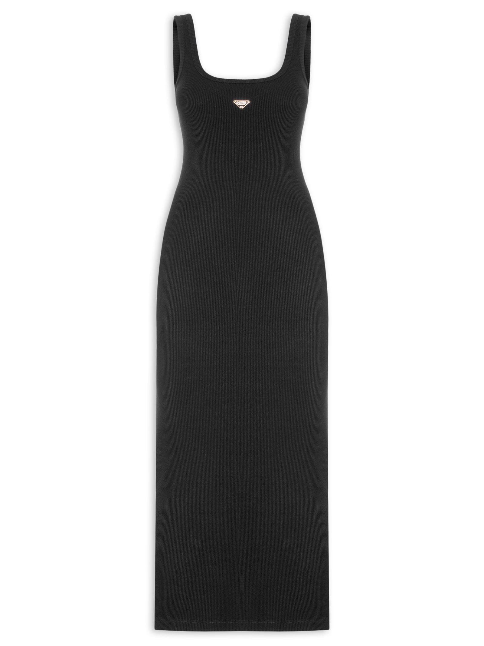Vestido Midi Canelado Preto Lança Perfume