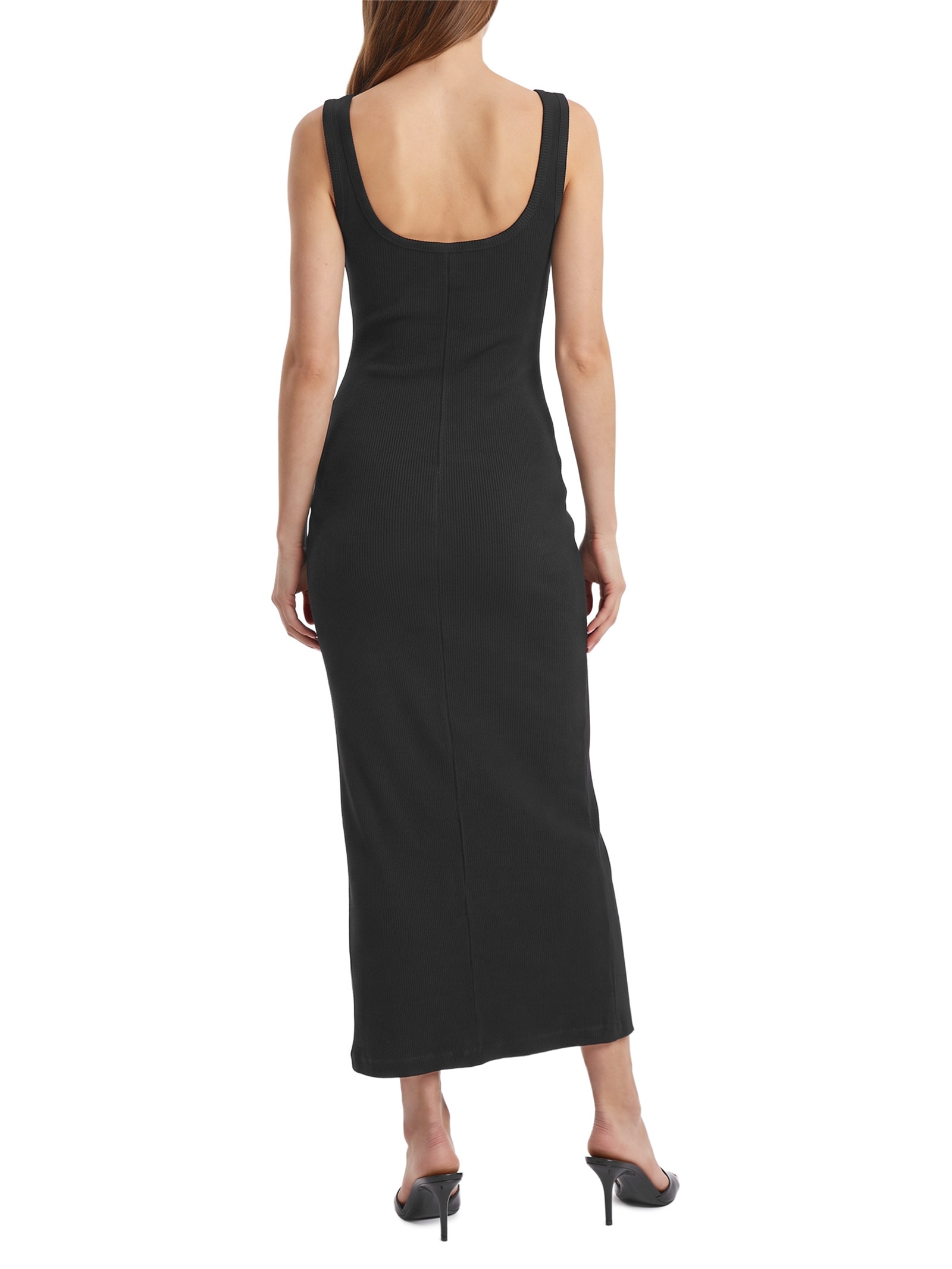 Vestido Midi Canelado Preto Lança Perfume