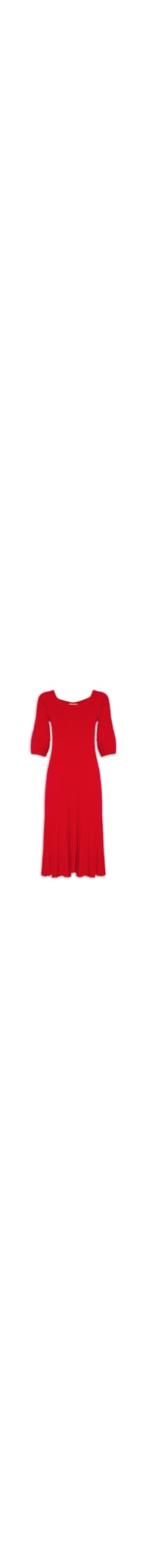 Vestido Midi Canelado - Vermelho