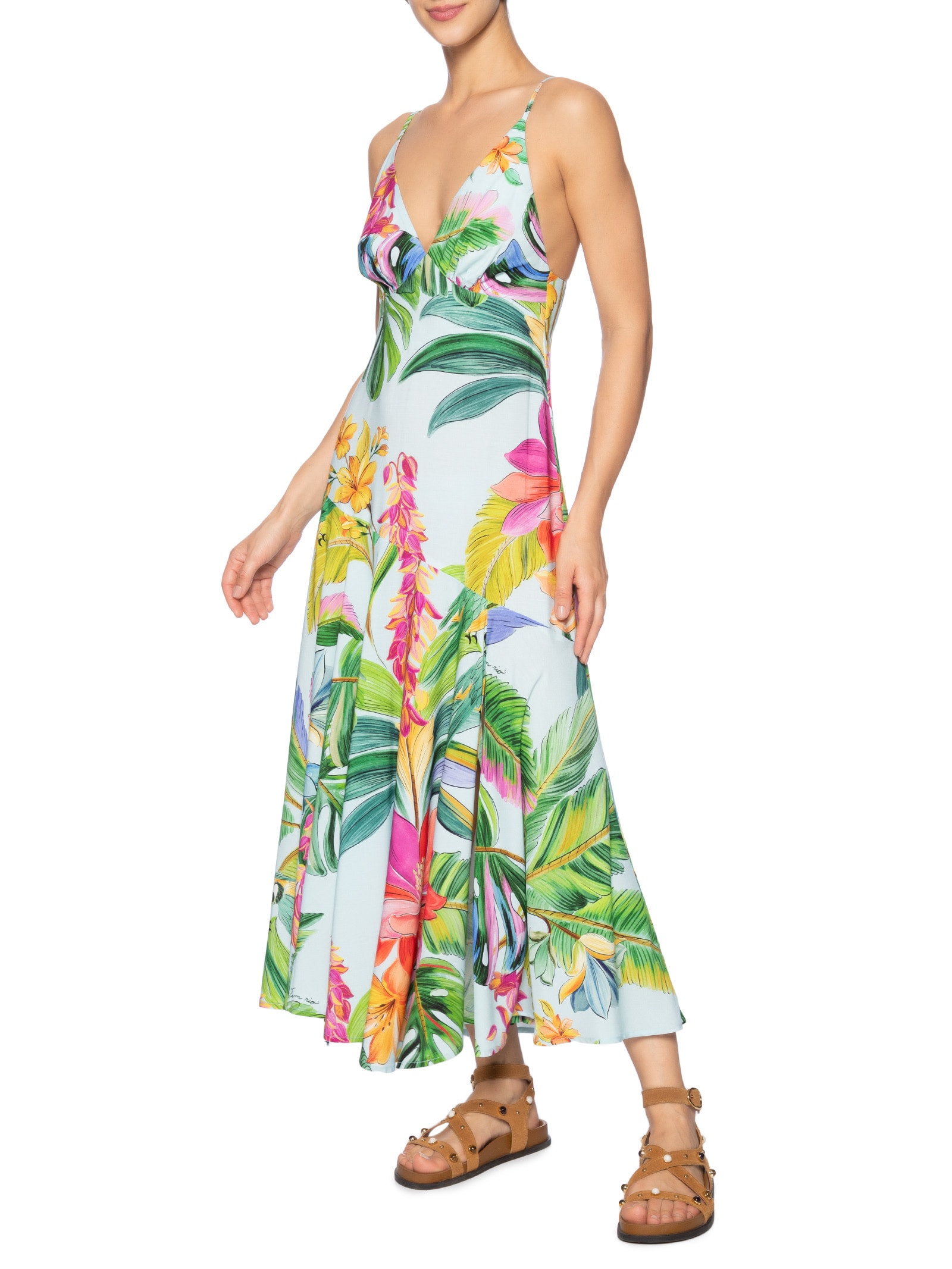 Vestido Midi Canto Dos Pássaros Azul Farm