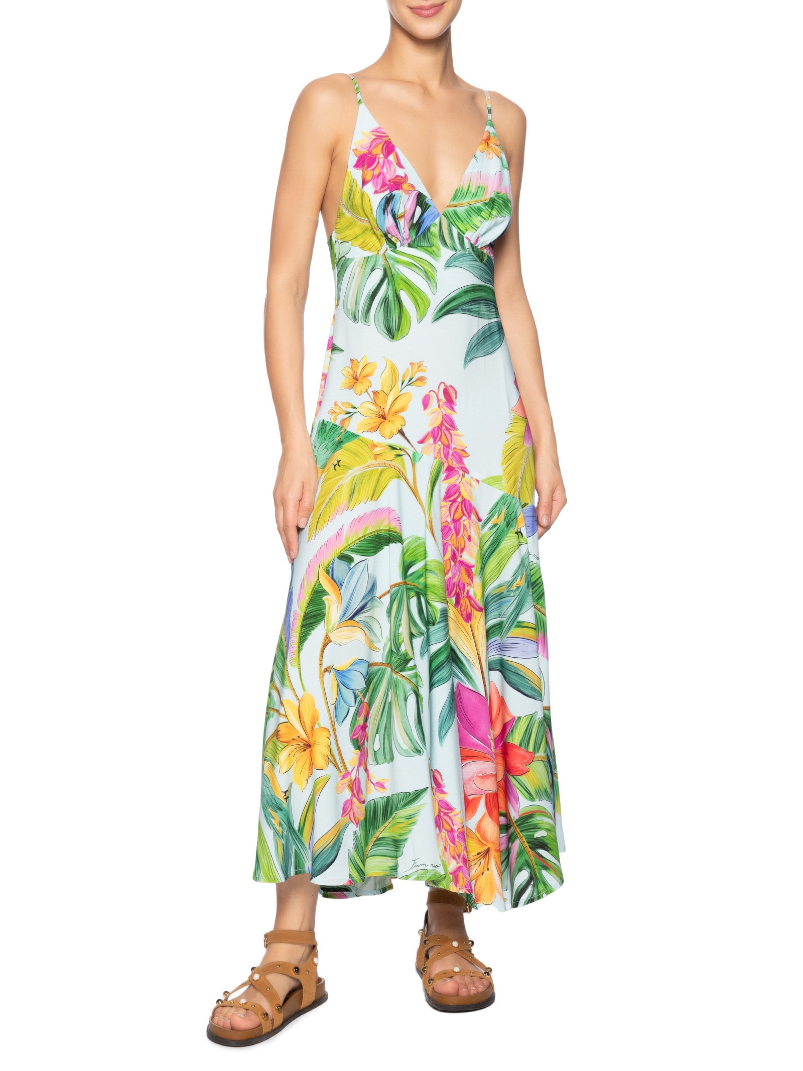 Vestido Midi Canto Dos Pássaros Azul Farm