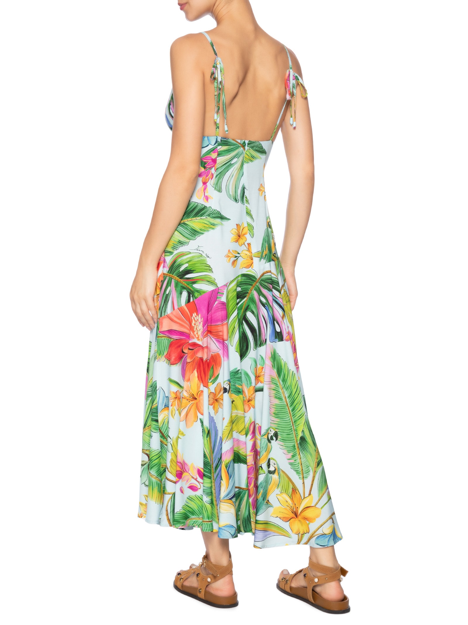 Vestido Midi Canto Dos Pássaros Azul Farm