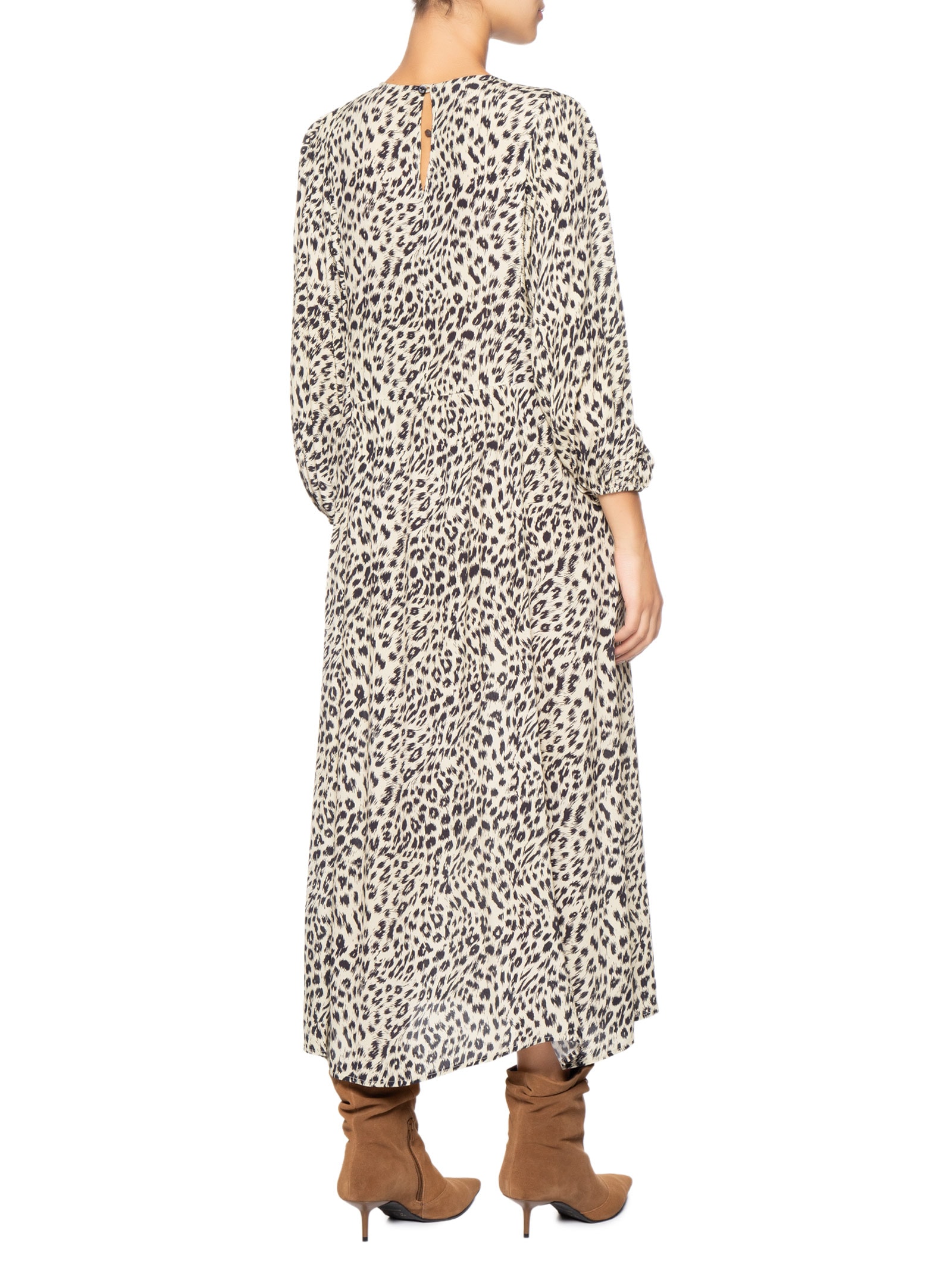 Vestido Midi Cava Quadrada Onça Abby Animal Pint Animale