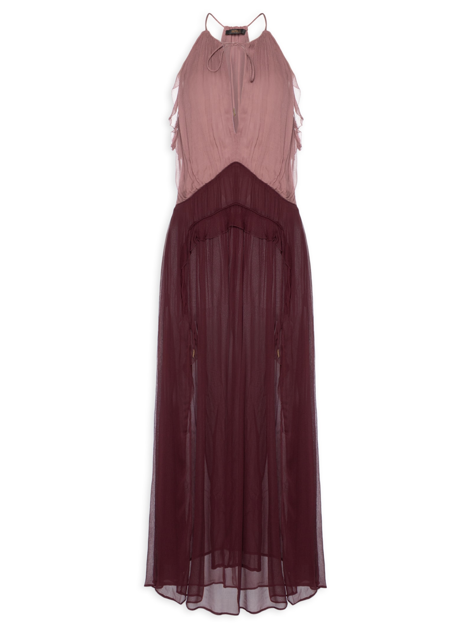 Vestido Midi Chiffon Tricolor – Rosa Animale