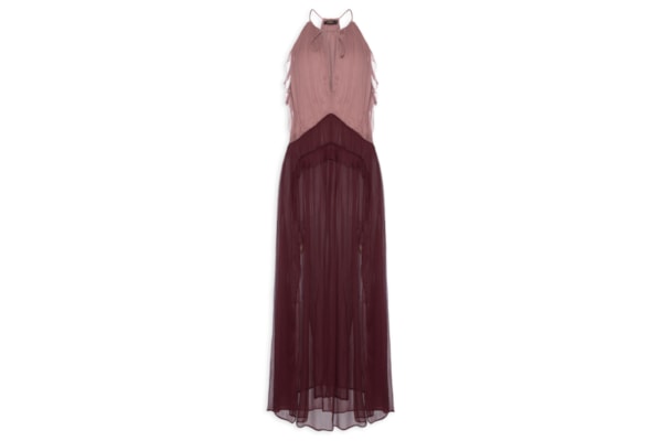 Vestido Midi Chiffon Tricolor – Rosa