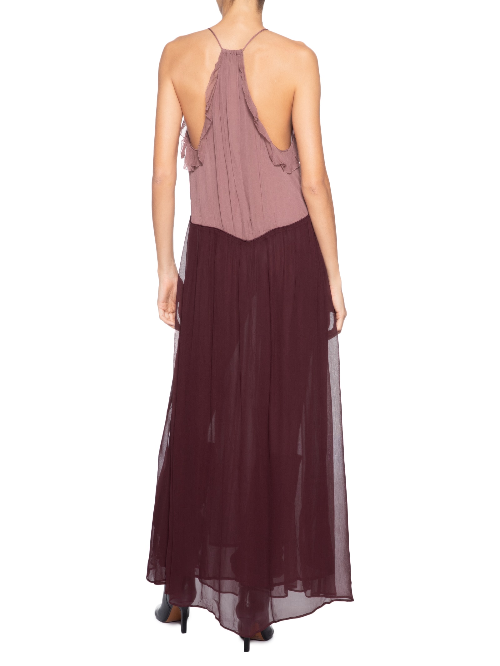 Vestido Midi Chiffon Tricolor – Rosa Animale