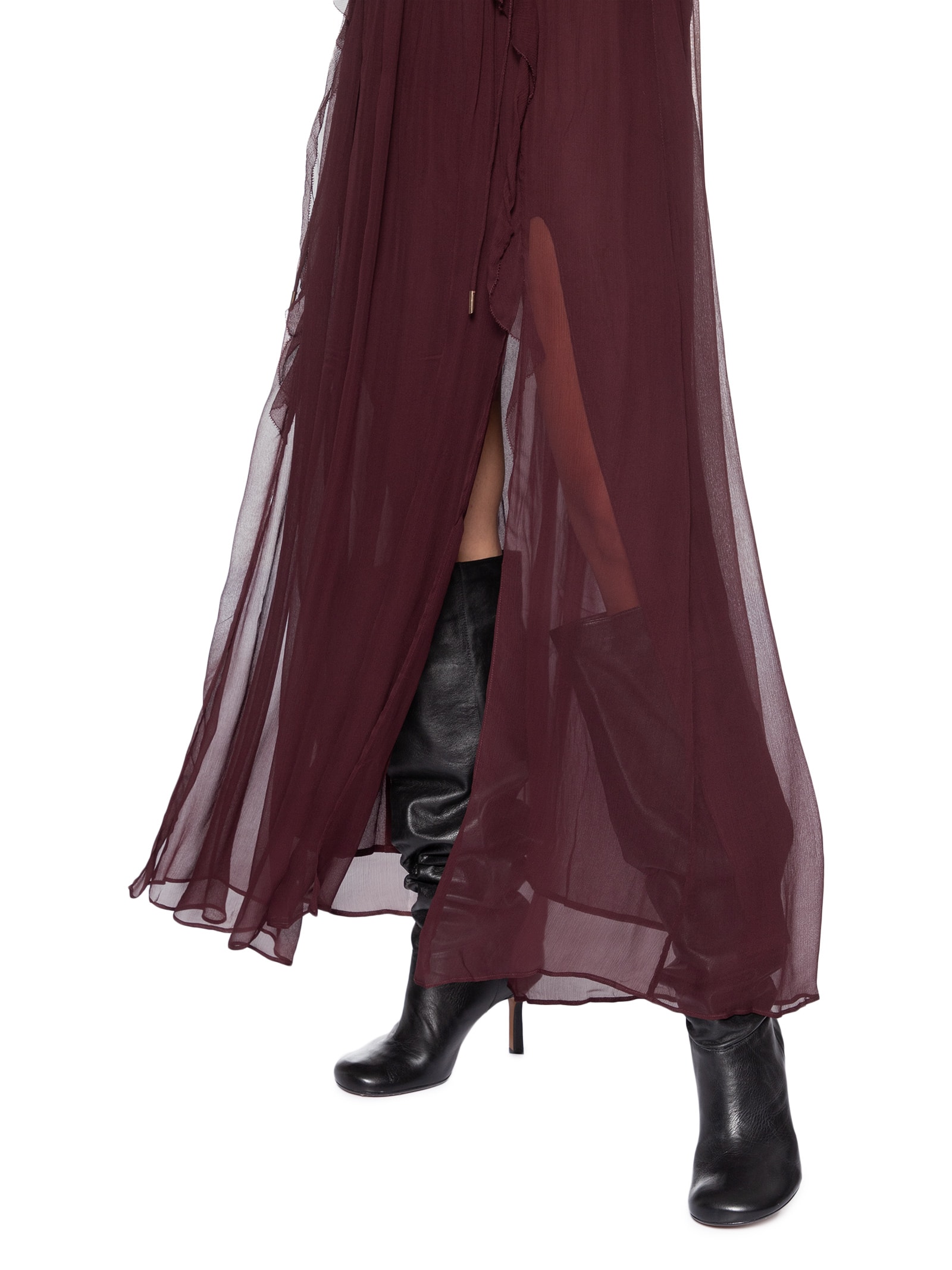 Vestido Midi Chiffon Tricolor – Rosa Animale