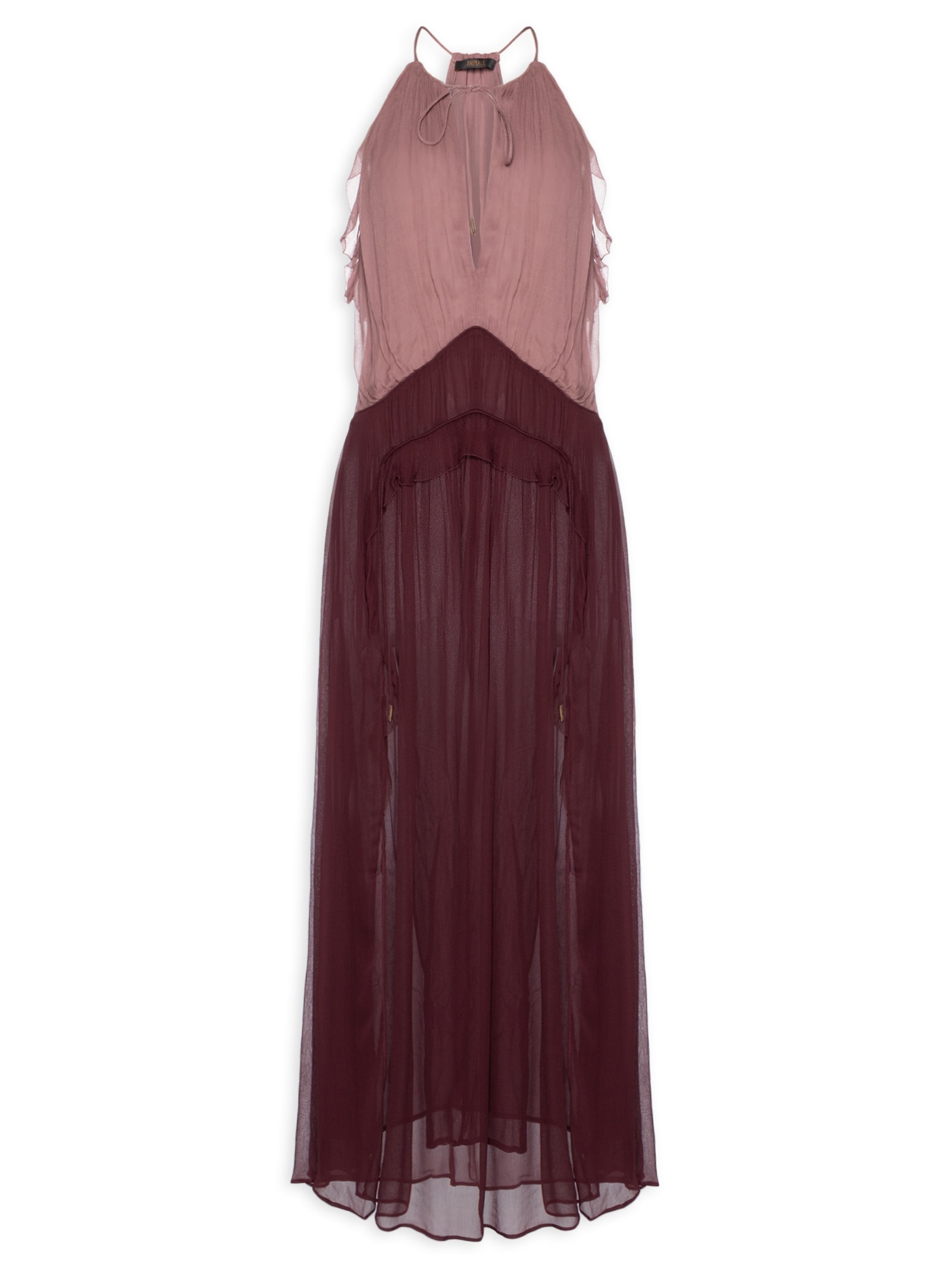 Vestido Midi Chiffon Tricolor – Rosa Animale