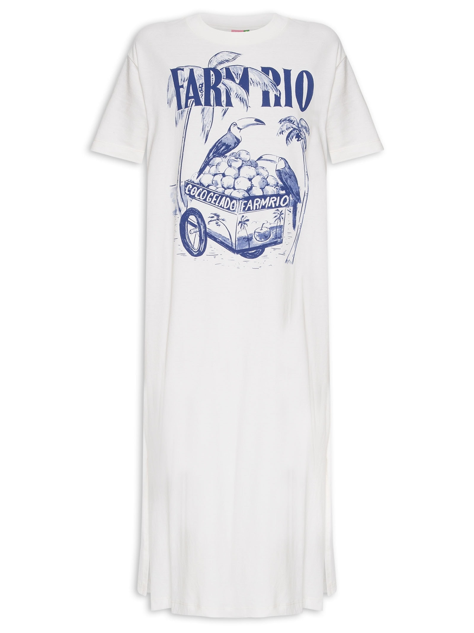 Vestido Midi Coco Gelado Azul Off White Farm