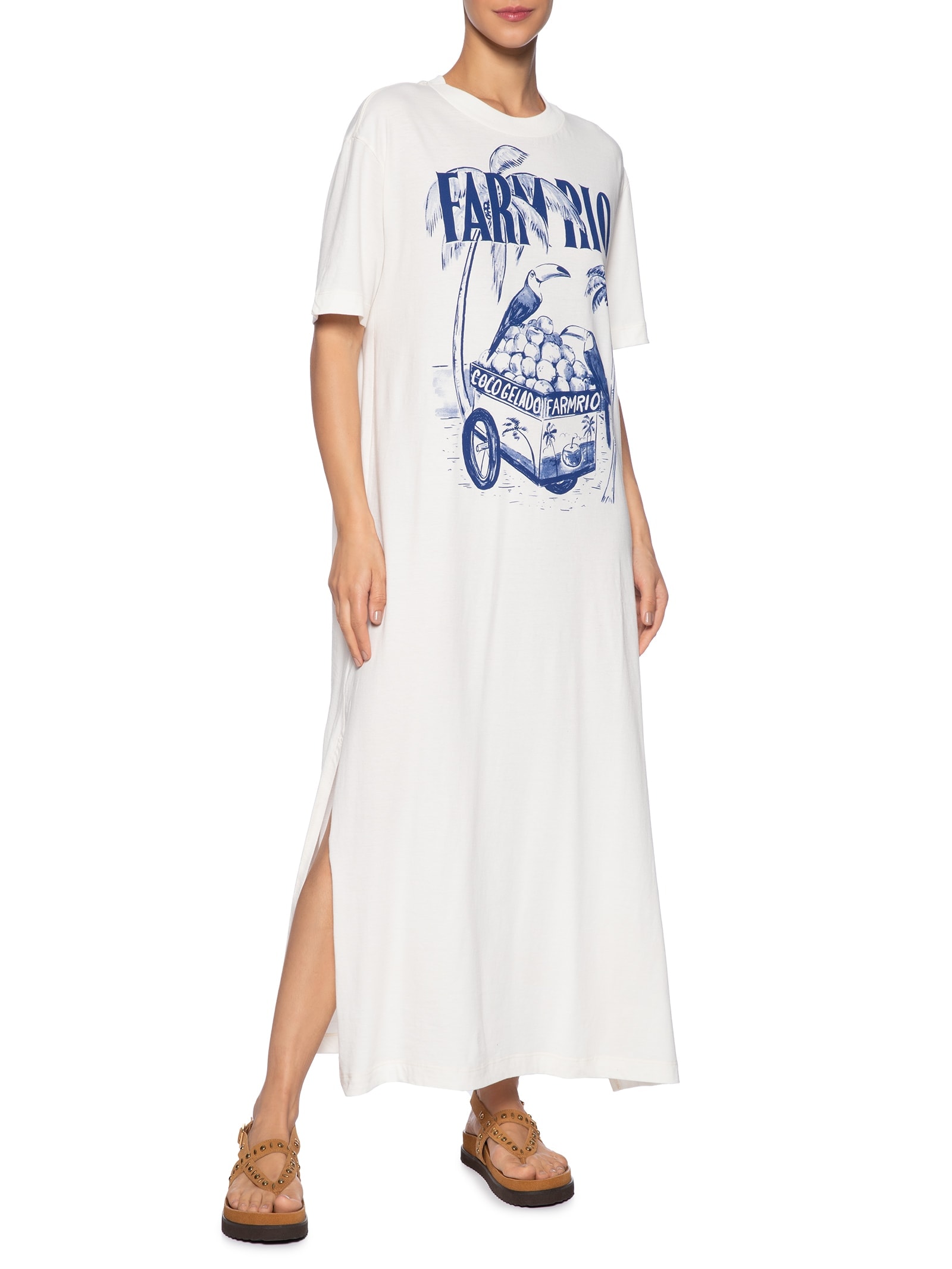 Vestido Midi Coco Gelado Azul Off White Farm