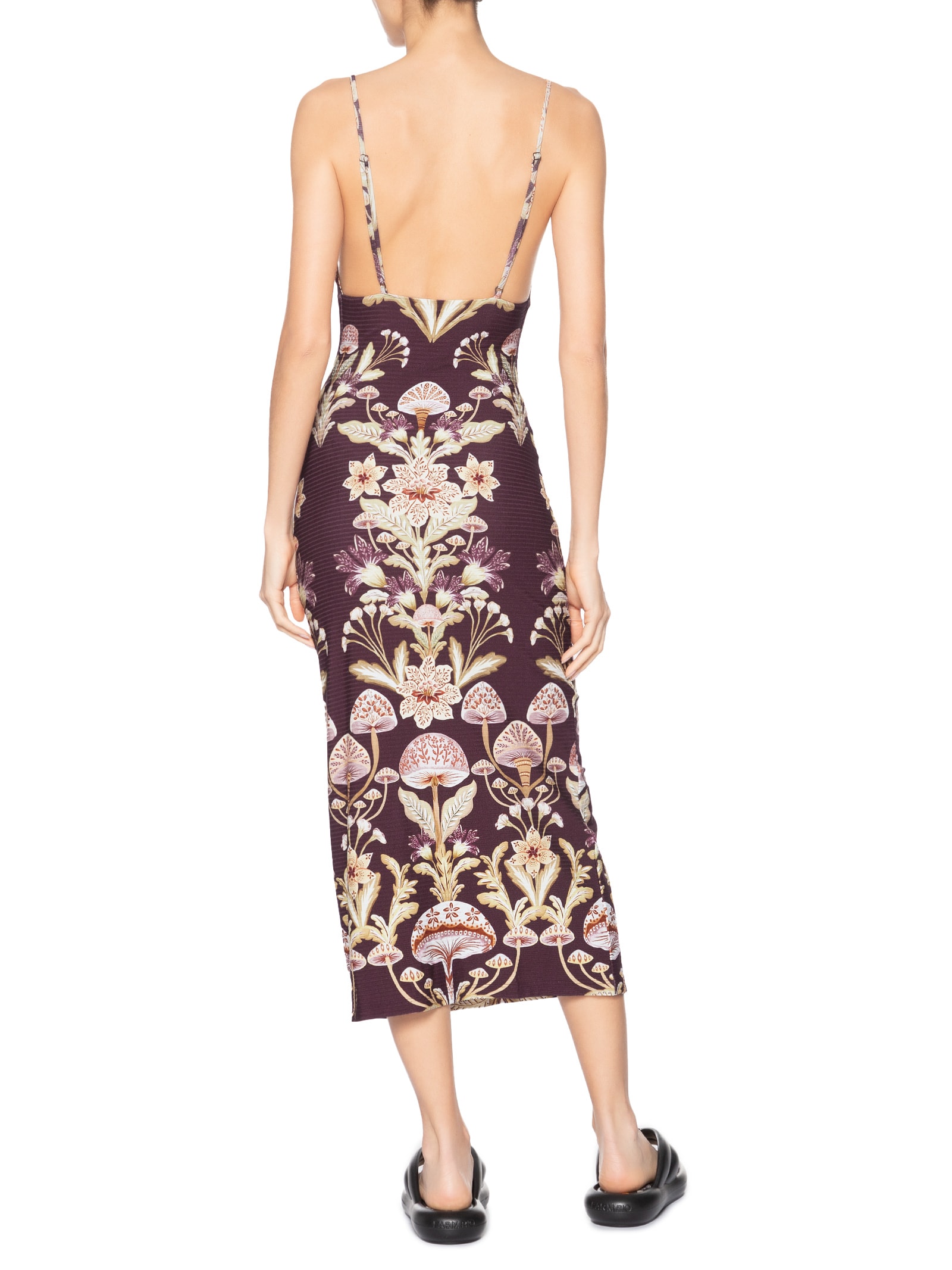 Vestido Midi Cogumelo Em Flor Vermelho Farm