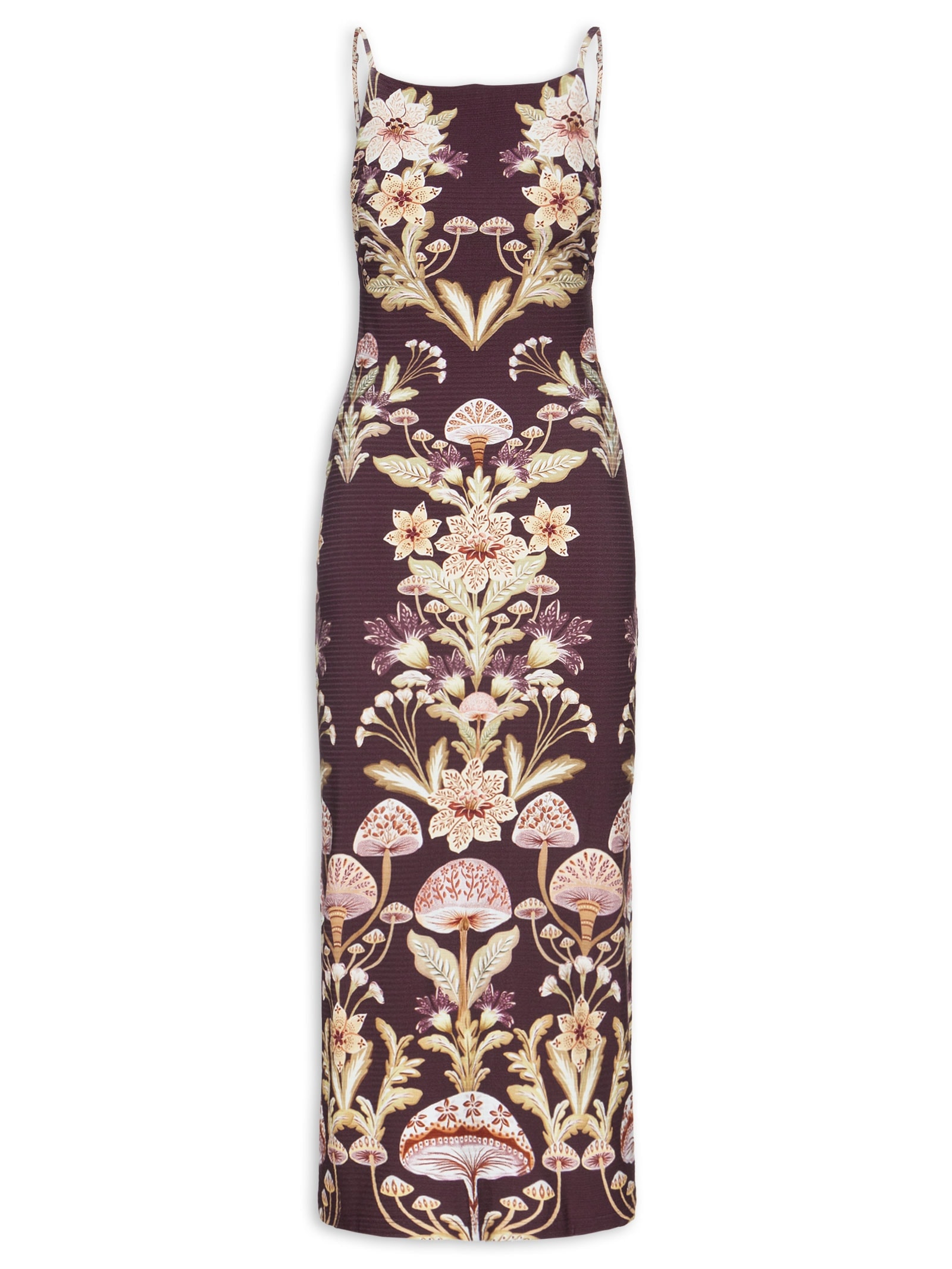 Vestido Midi Cogumelo Em Flor Vermelho Farm