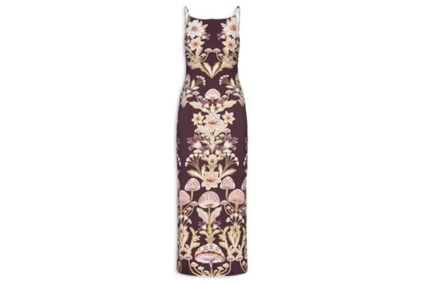 Vestido Midi Cogumelo Em Flor - Vermelho