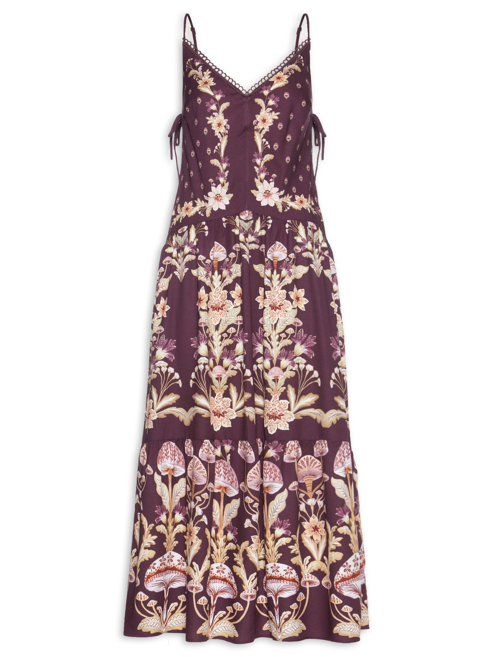 Vestido Midi Cogumelo Em Flor Vermelho Farm